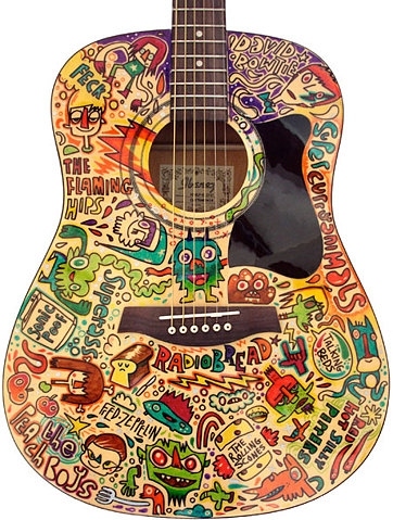 art, art guitar, beck, cartoon, color, david bowie