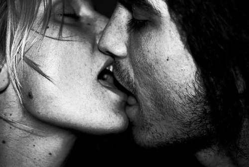black and white,  intimate and  kiss