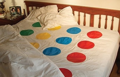 bed,  bedspread and  game