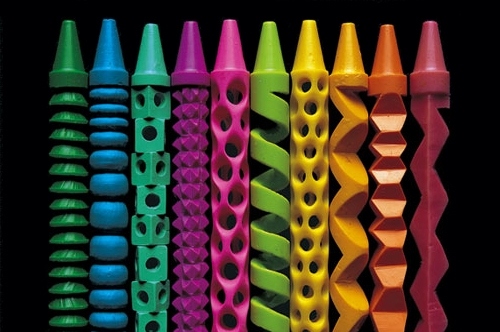 bright, carved crayons and colour