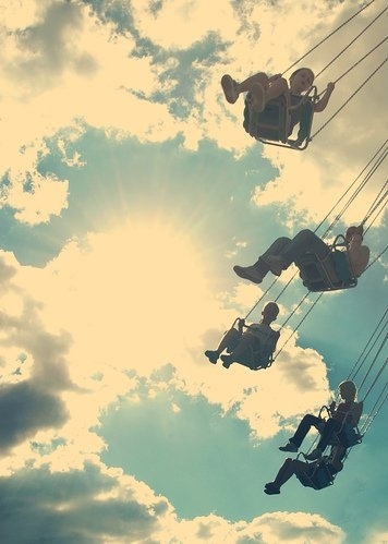 chairoplane, clouds and kids