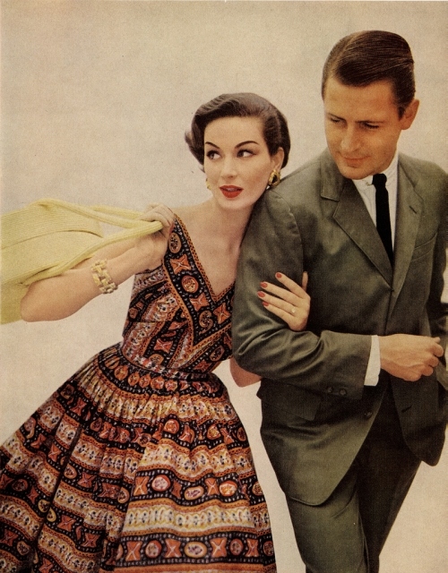 1950s, couple and dress