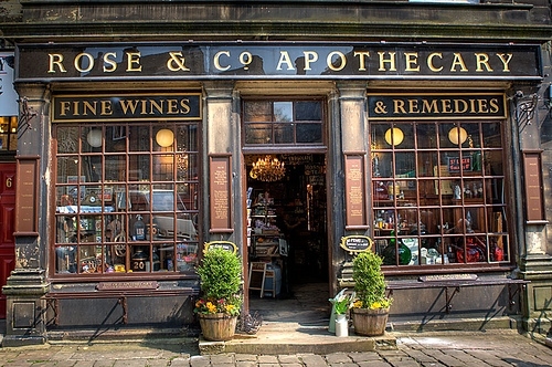 apothecary, bronte and display