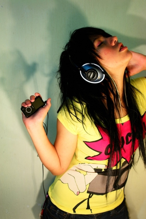 girl, hair and headphone
