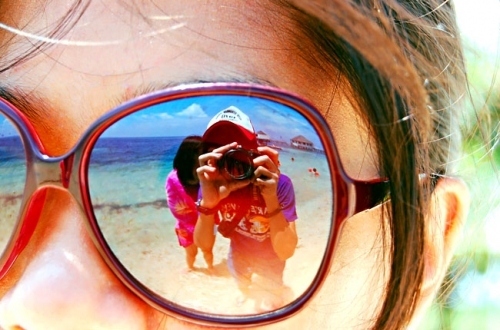 beach, camera and colorful