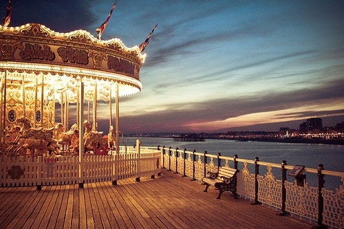 carousel, city and dream