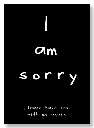 apology,  please and  postcard