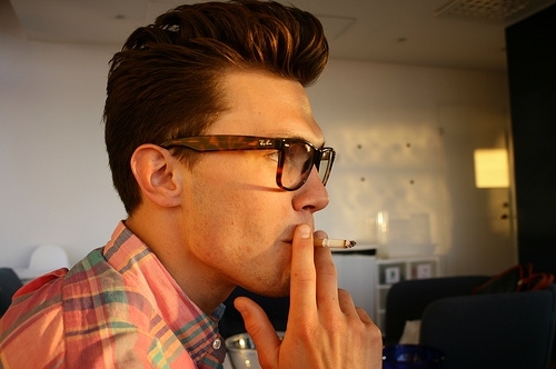 cigarette, glasses and hot guy