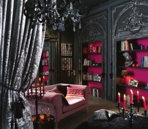 accents:pink, baroque and black