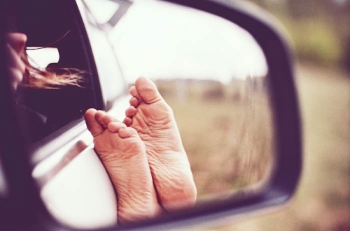 car, driving and feet