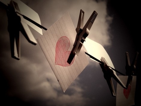 clothespin, clouds and heart