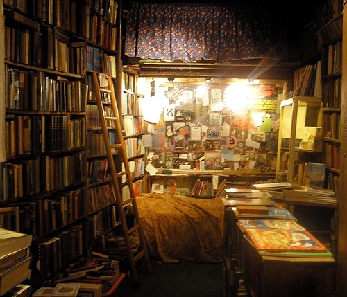book store, books and dark