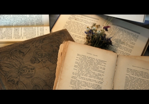 antique, books and bouquet
