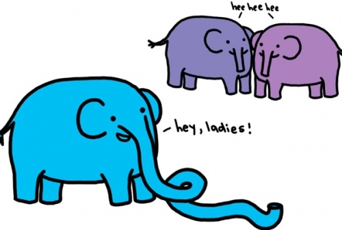 blue, comic and elephants