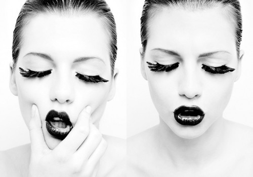 beautiful, black and white and black lipstick