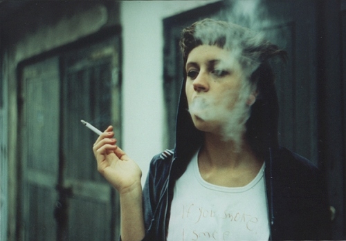 cigarette, girl and smoke