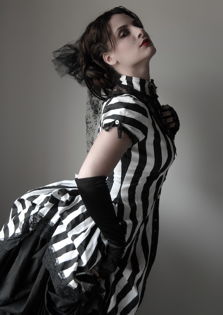 black and white, bustle and gothic