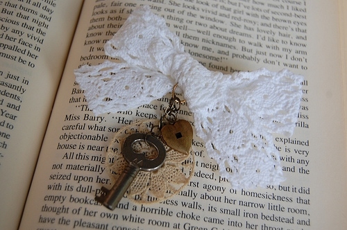 book, bow and crochet