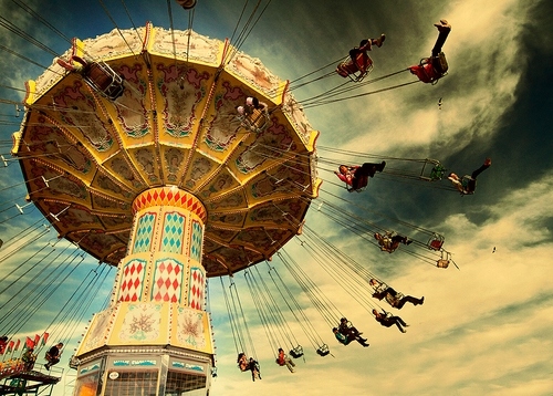 carousel, play and sky