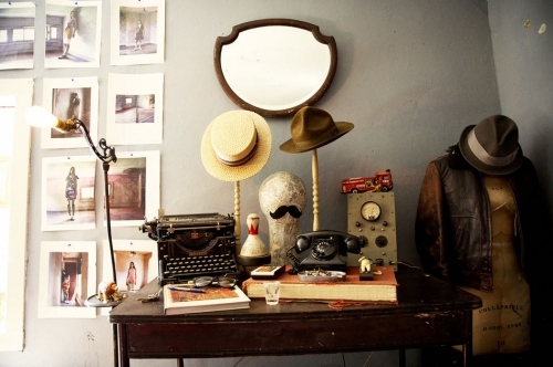 decor, hats and mirror