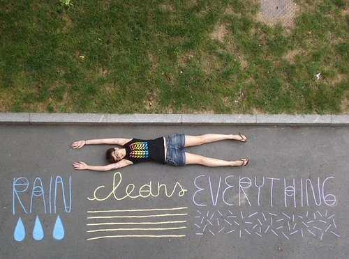 beautiful, boy, chalk, girl, pavement, rain