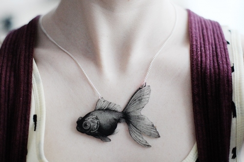 cool, fauna goldfish necklace and fish