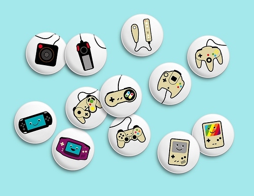 badges, buttons and controllers