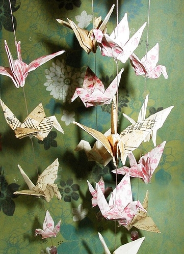 love letter, mobile and origami