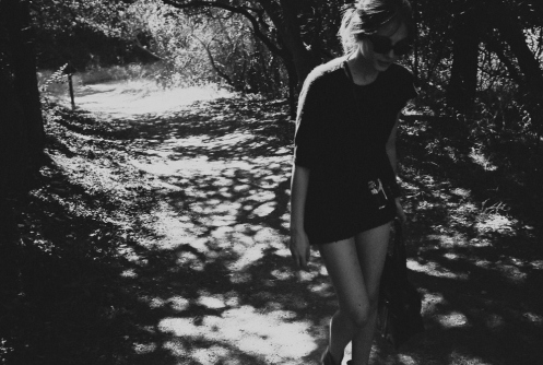 alone, black and white and girl