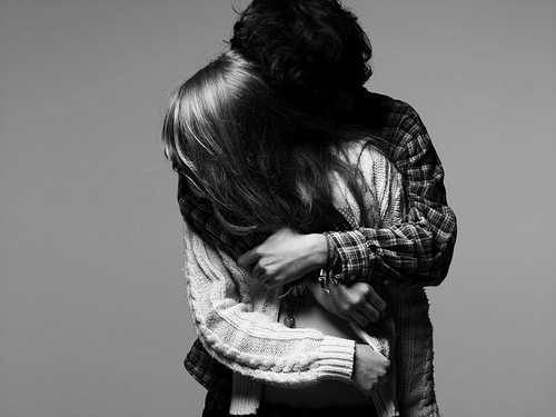 black and white, couple and hug
