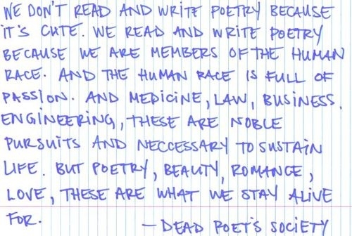 dead poets society, note and passion