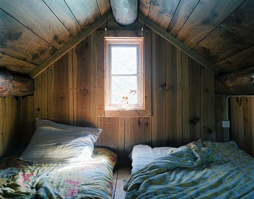 bed, beds and cosy chalet