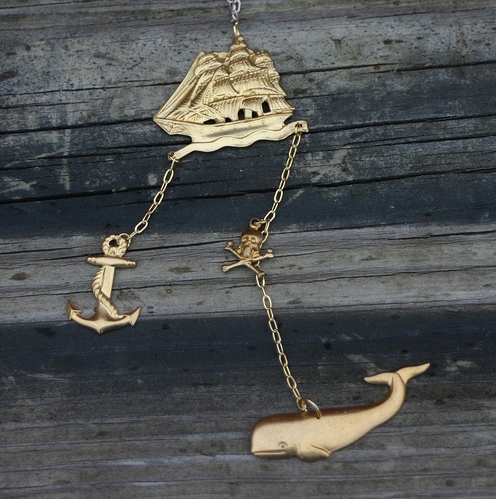 anchor, gold and necklace