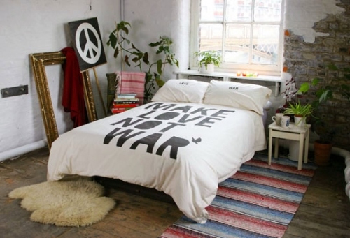 bed, ironic and make love not war