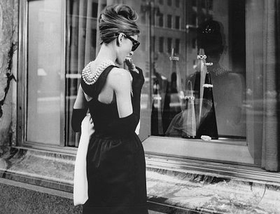 audrey hepburn,  black and white and  breakfast at tiffanys