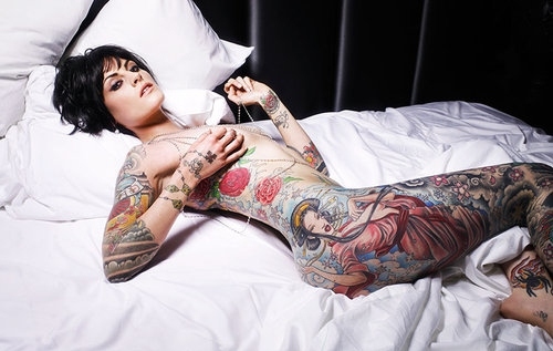 body,  coloured tattoo and  girl