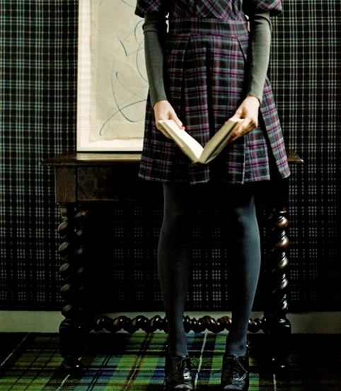 book, check and dress
