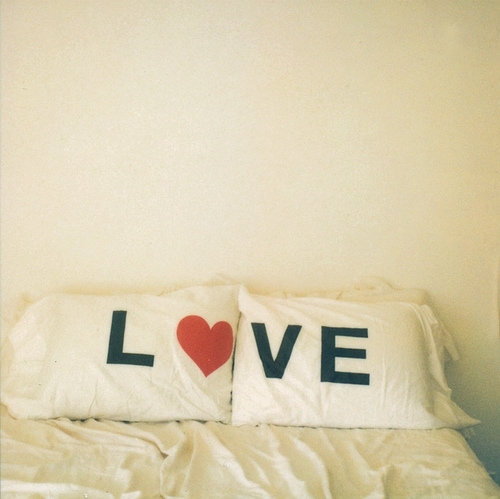 bed, happy love and heart