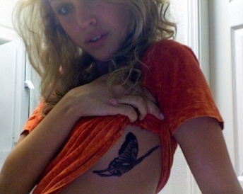 blonde,  breast and  butterfly