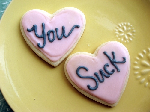 cookies, hearts and message