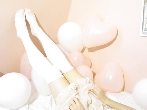 balloons, cherry blossom girl and feet