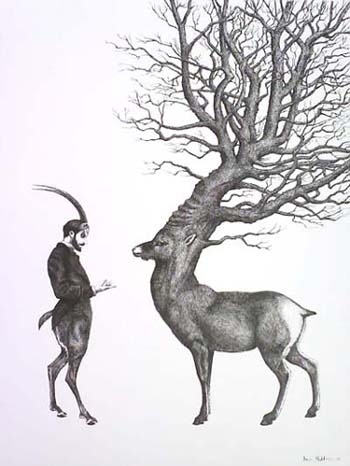 antlers, art and black and white