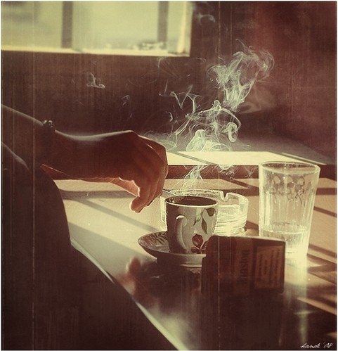 cigarette, cigarette smoke and coffee