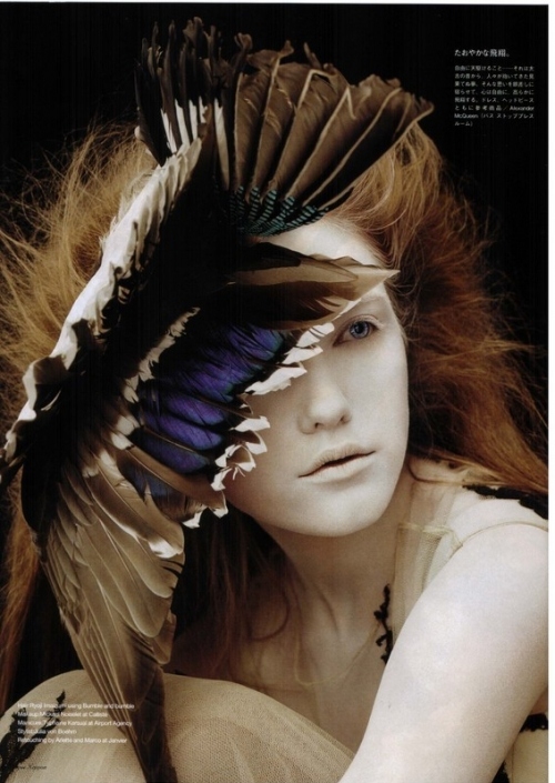fashion, feathers and model