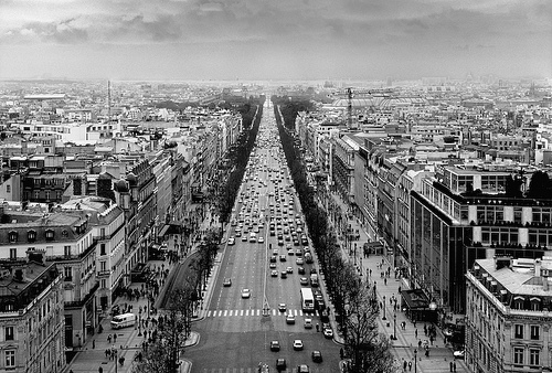 black and white, city and france
