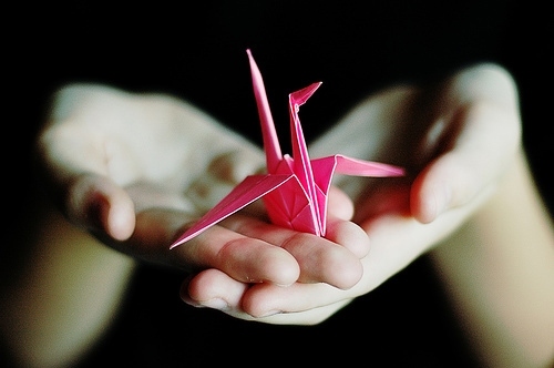 bird, heart and origami
