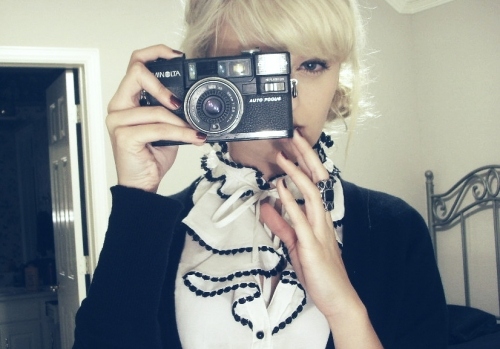 blonde, camera and cameras