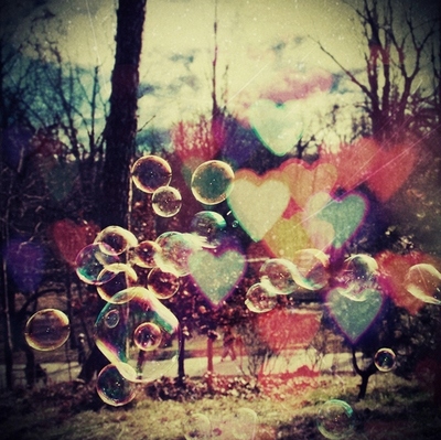 blur, heart and heart lomo bubble