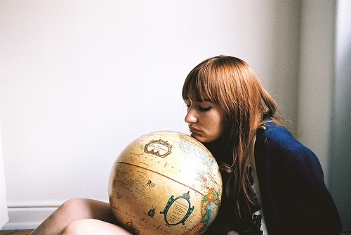 girl, globe and hair