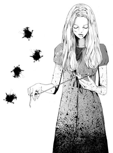 black ink, girl and illustration